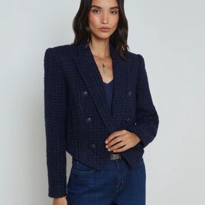 L'AGENCE Lila Midnight Blue Open Front Blazer